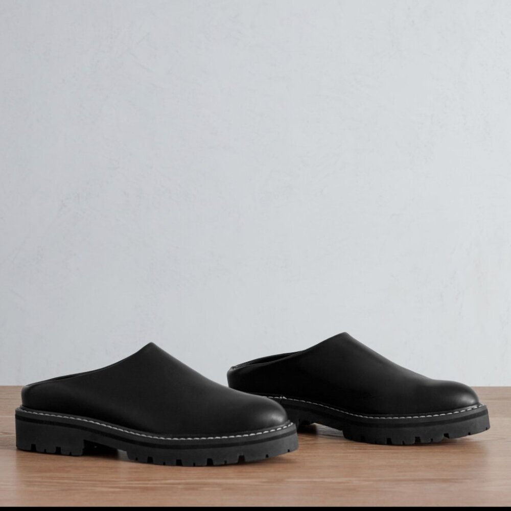 Jenni Kayne Leather Lug Mule (Black)